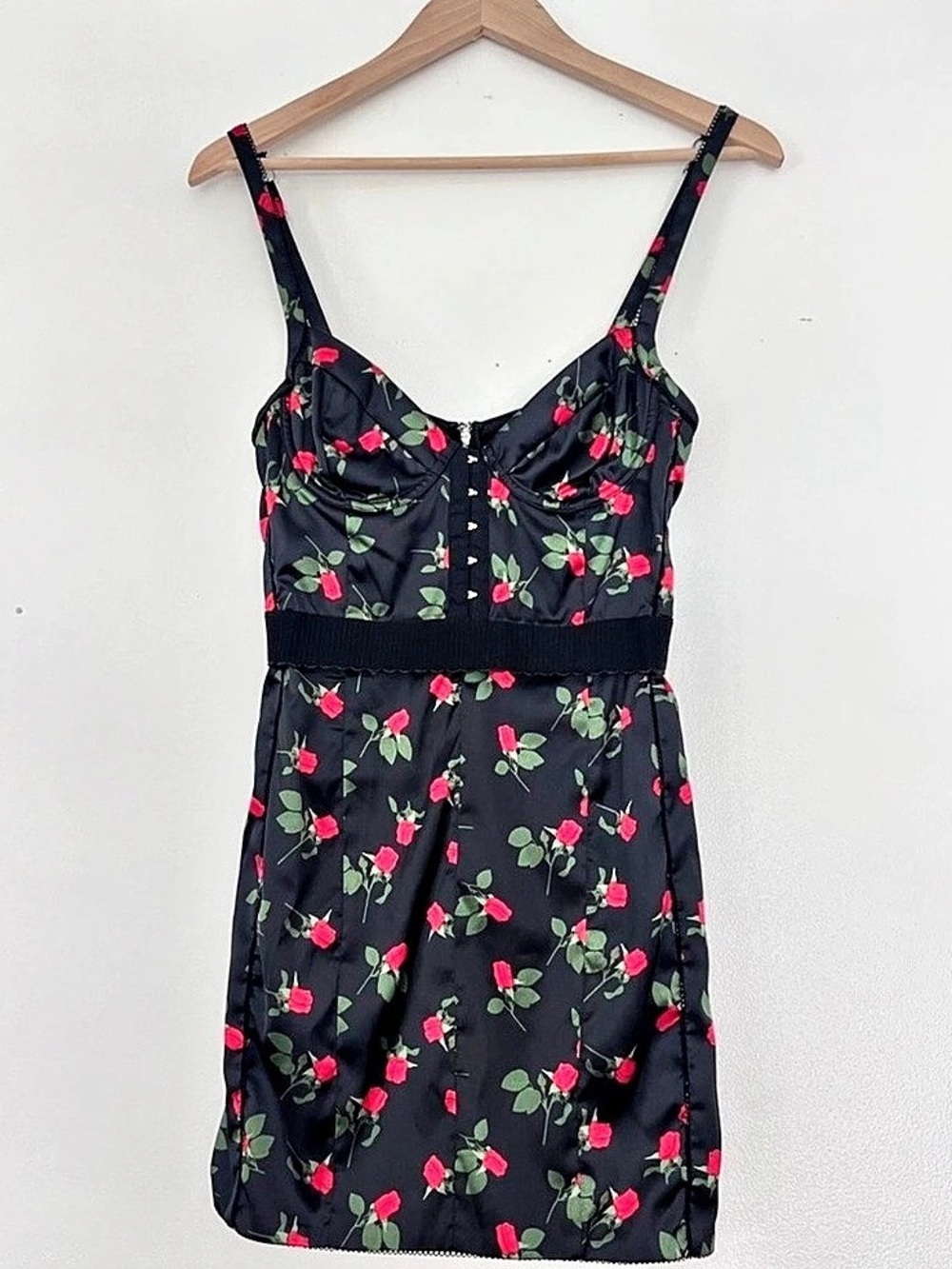Floral Mini Dress in Black & Red Like New - Picture 2 of 3